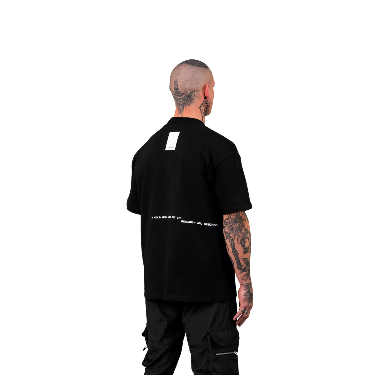 Black Heavy Weight TShirt High Neck Line Men's Black TShirt